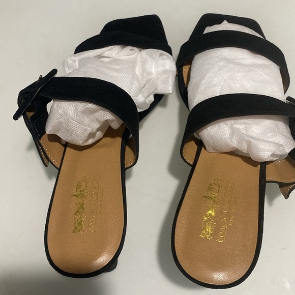 Coach and Four Telaio Black Suede Heeled Sandals Size 9 NWOB (V-9) - Picture 3 of 6